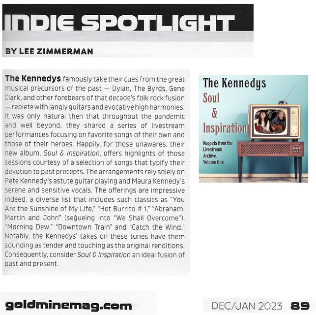 Lee Zimmerman's Goldmine review of The Kennedys Soul & Inspiration CD